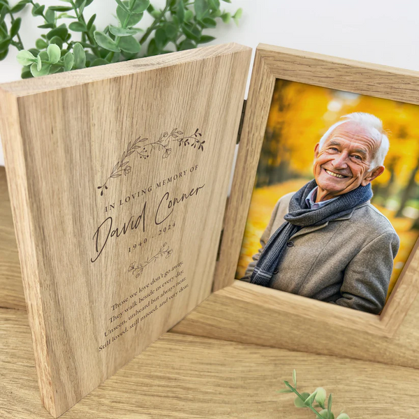 Personalised Wreath Memorial Wooden Book Photo Frame 7" x 5" Photo