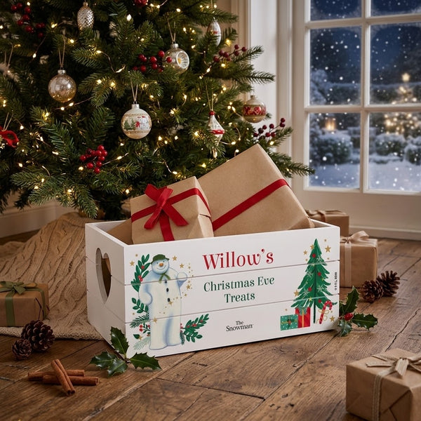 Personalised The Snowman Christmas Wishes Wooden Crate