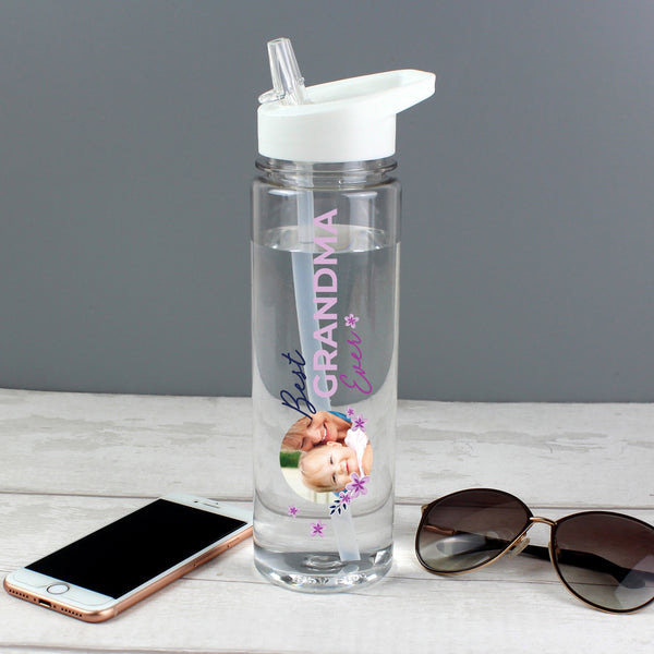 Best Ever Floral Photo Upload Water Bottle