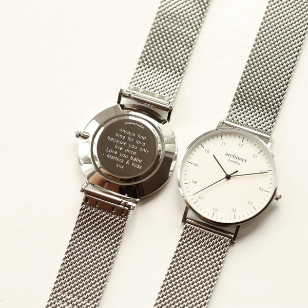 Personalised Architect Men's Architect Zephyr With Steel Silver Mesh Strap - Shop Personalised Gifts