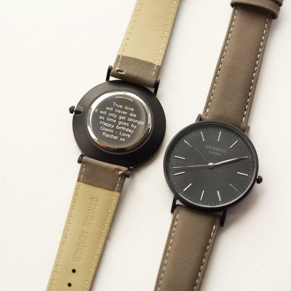 Personalised Men's Architect Watch With Urban Grey Strap & Modern Font - Shop Personalised Gifts