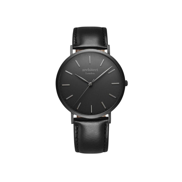 Handwriting Engraving Mens Minimalist Architect Watch Jet Black Strap - Shop Personalised Gifts