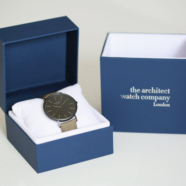 Handwriting Engraving Men's Minimalist Architect Watch With Urban Grey Strap - Shop Personalised Gifts