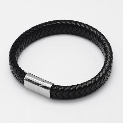 Men's Luxury Black Leather Bracelet - Non Personalised - Shop Personalised Gifts