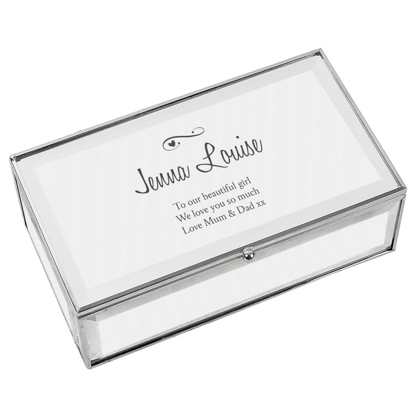 Personalised Swirls & Hearts Mirrored Jewellery Box - Shop Personalised Gifts
