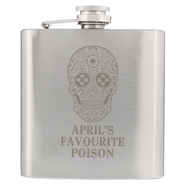 Personalised Sugar Skull Stainless Steel Hip Flask