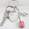 Personalised Silver Plated Swirls and Hearts Pink Rose Keyring - Shop Personalised Gifts