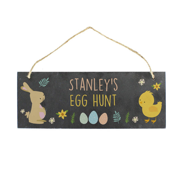 Personalised Easter Bunny & Chick Hanging Slate Sign - Shop Personalised Gifts