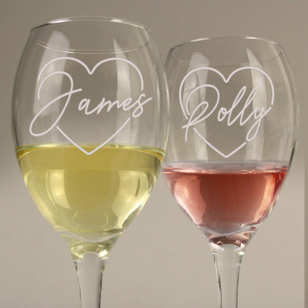 Personalised Heart Name Wine Glass Set - Shop Personalised Gifts