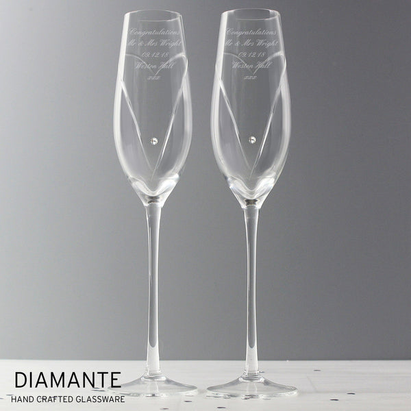 Personalised Hand Cut Heart Pair of Flutes with Gift Box - Shop Personalised Gifts