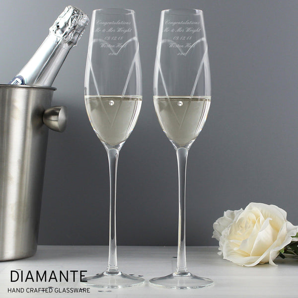 Personalised Hand Cut Heart Pair of Flutes with Gift Box - Shop Personalised Gifts