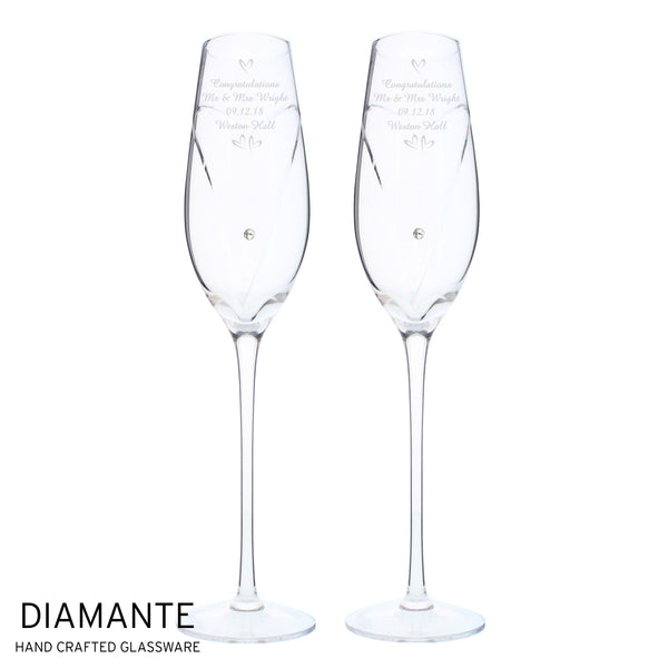 Personalised Hand Cut Little Hearts Pair of Flutes with Gift Box - Shop Personalised Gifts