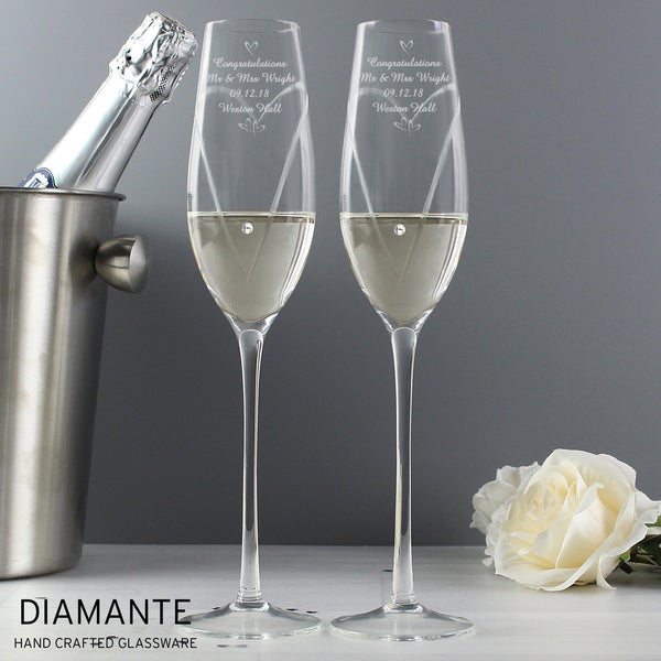 Personalised Hand Cut Little Hearts Pair of Flutes with Gift Box - Shop Personalised Gifts