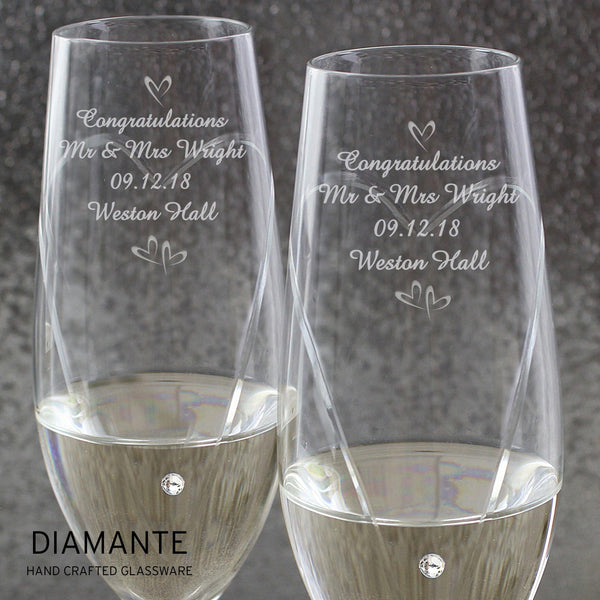 Personalised Hand Cut Little Hearts Pair of Flutes with Gift Box - Shop Personalised Gifts