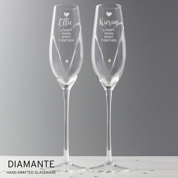 Personalised Hand Cut Heart Celebration Pair of Flutes with Gift Box - Shop Personalised Gifts