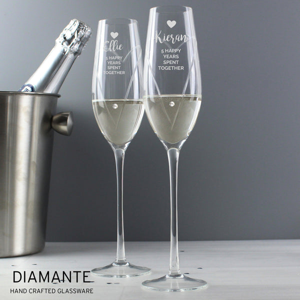 Personalised Hand Cut Heart Celebration Pair of Flutes with Gift Box - Shop Personalised Gifts