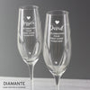 Personalised Hand Cut Heart Celebration Pair of Flutes with Gift Box - Shop Personalised Gifts