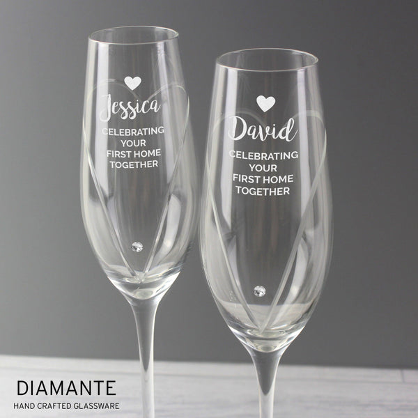 Personalised Hand Cut Heart Celebration Pair of Flutes with Gift Box - Shop Personalised Gifts