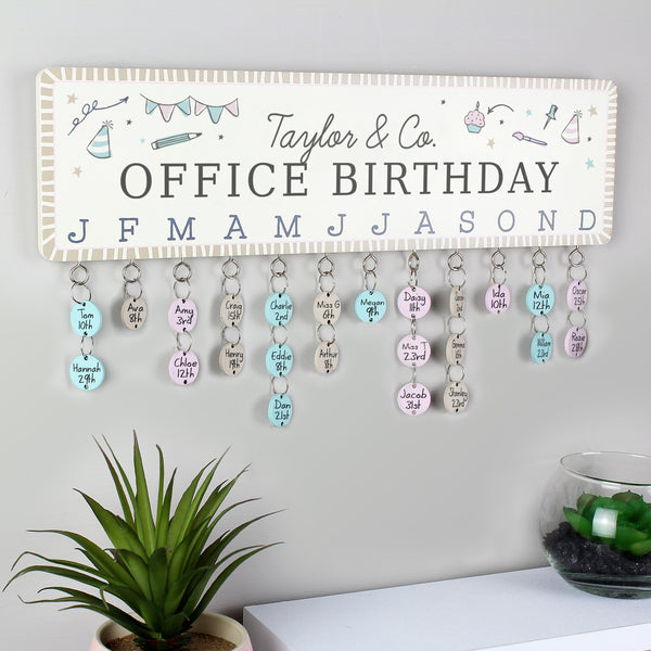 Personalised Classroom Office Birthday Planner Plaque with Customisable Discs - Shop Personalised Gifts