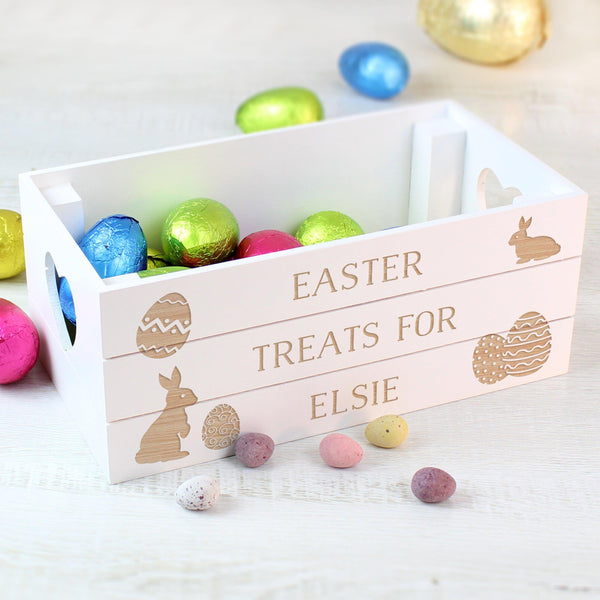 Personalised Easter Bunny White Wooden Crate - Shop Personalised Gifts