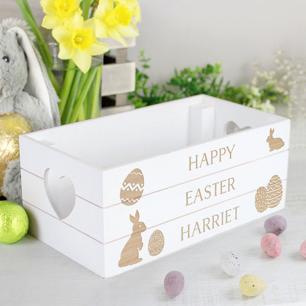 Personalised Easter Bunny White Wooden Crate - Shop Personalised Gifts