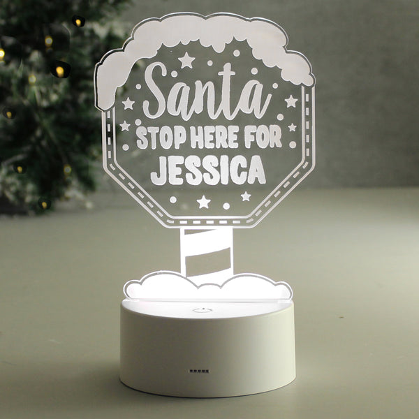 Personalised Santa Stop Here Colour Changing LED Night Light