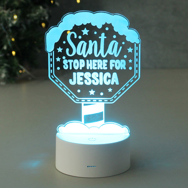 Personalised Santa Stop Here Colour Changing LED Night Light