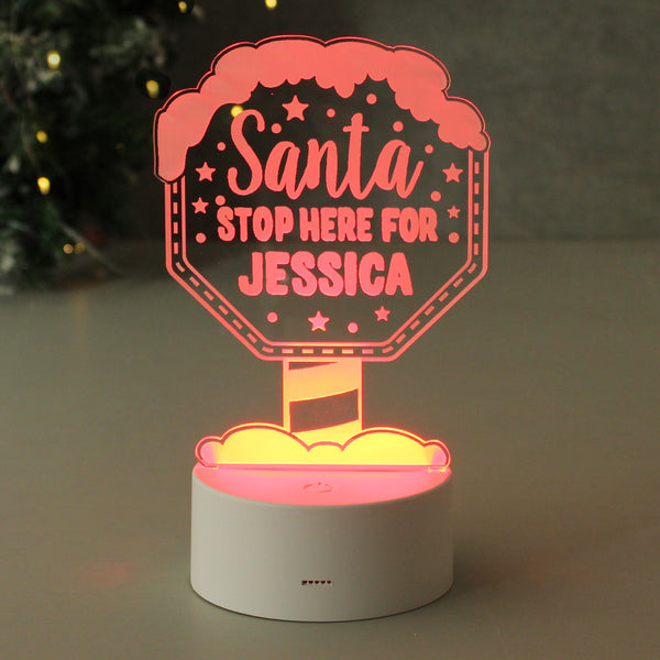 Personalised Santa Stop Here Colour Changing LED Night Light