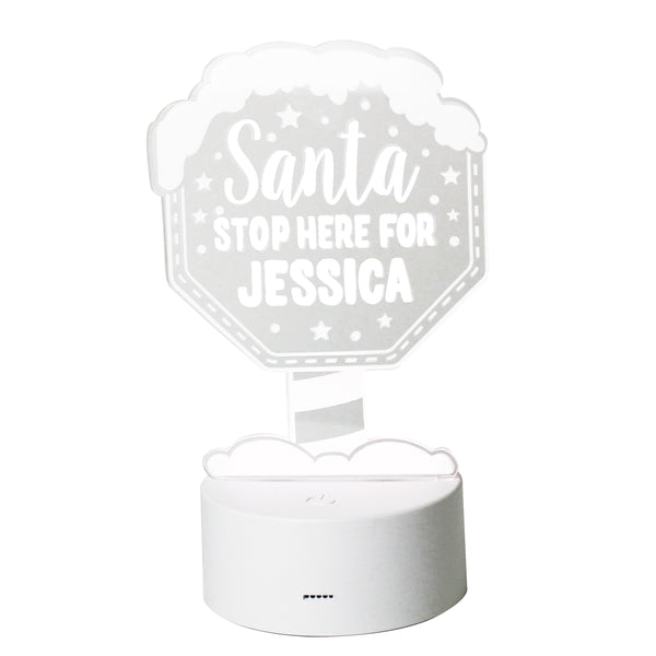 Personalised Santa Stop Here Colour Changing LED Night Light