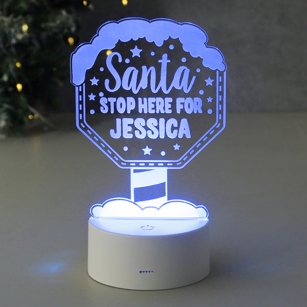 Personalised Santa Stop Here Colour Changing LED Night Light