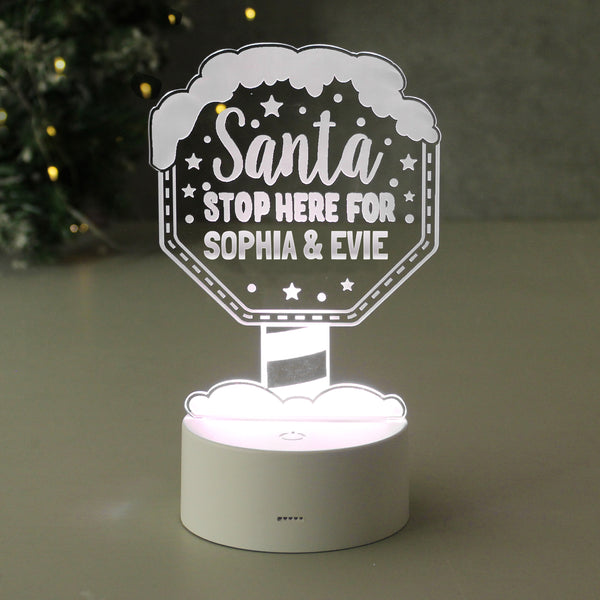 Personalised Santa Stop Here Colour Changing LED Night Light