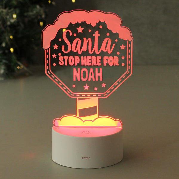 Personalised Santa Stop Here Colour Changing LED Night Light