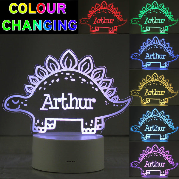Personalised Dinosaur LED Colour Changing Night Light - Shop Personalised Gifts