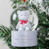 Personalised Message Teddy Bear Glitter Snow Globe Tree Hanging Decoration