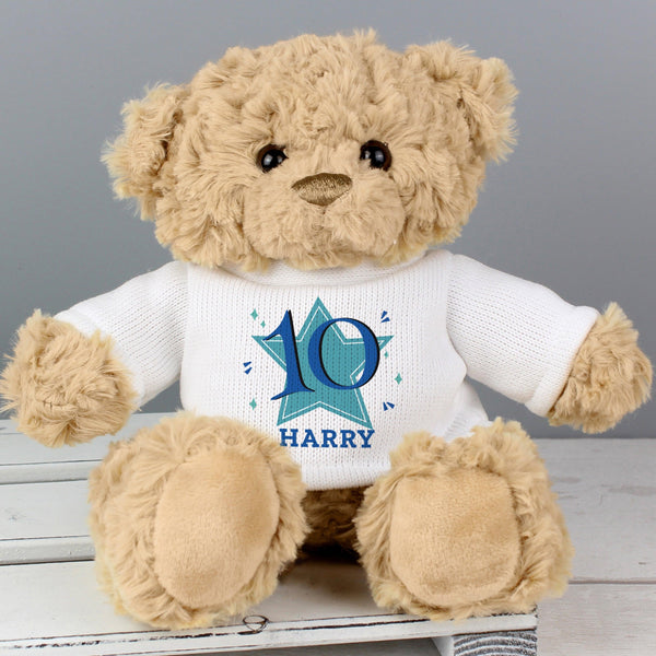Personalised Blue Big Age Teddy Bear - Shop Personalised Gifts