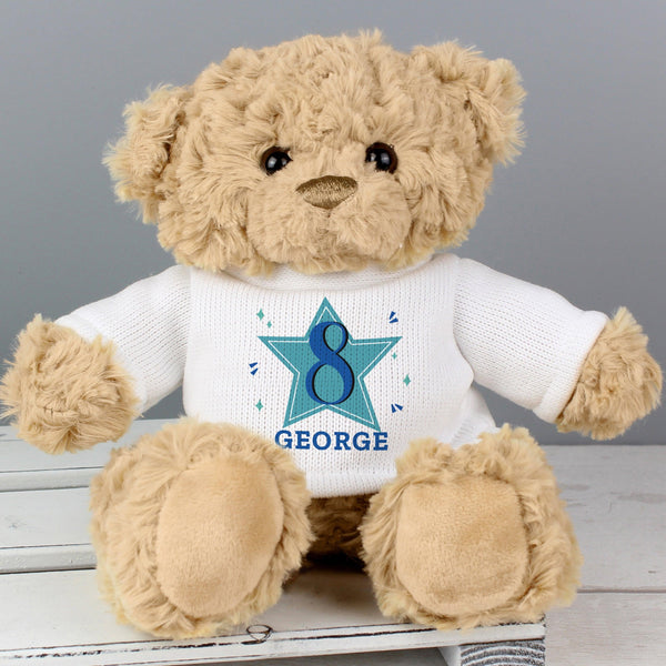Personalised Blue Big Age Teddy Bear - Shop Personalised Gifts