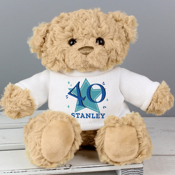 Personalised Blue Big Age Teddy Bear - Shop Personalised Gifts