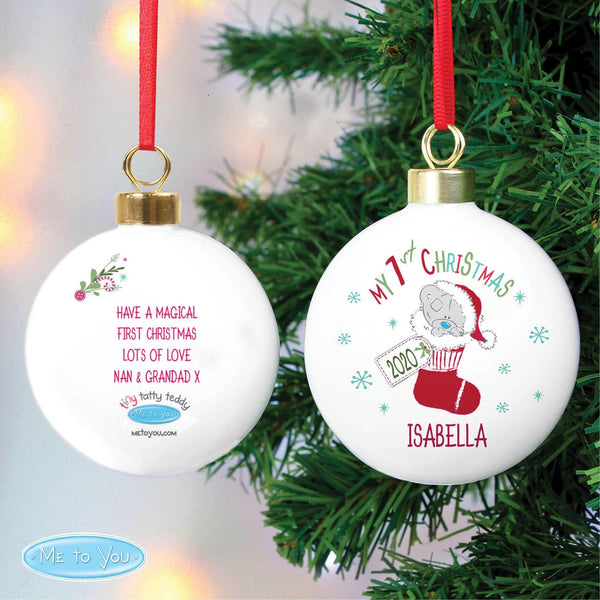 Personalised Tiny Tatty Teddy My 1st Christmas Stocking Bauble - Shop Personalised Gifts