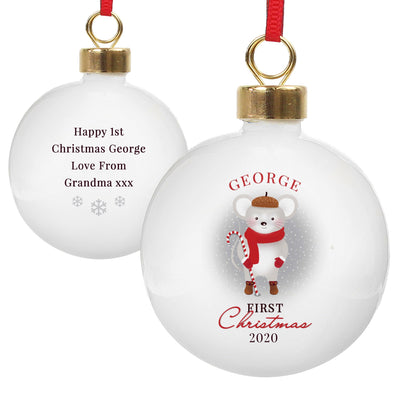 Personalised '1st Christmas' Mouse Christmas Bauble - Shop Personalised Gifts