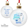 Personalised The Snowman and the Snowdog Blue Bauble