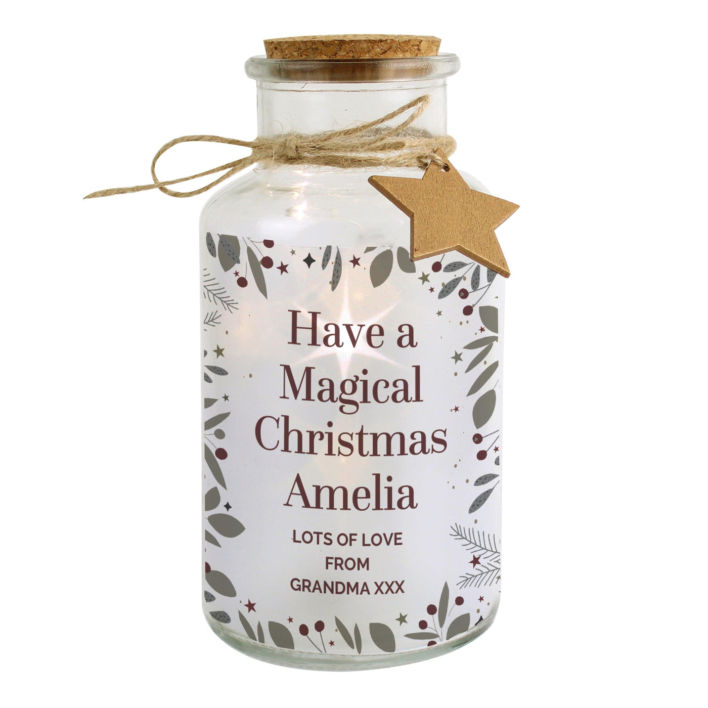 Personalised Festive Christmas LED Glass Jar - Shop Personalised Gifts
