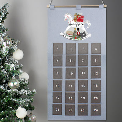 Personalised Felt Rocking Horse Advent Calendar In Silver Grey - Shop Personalised Gifts
