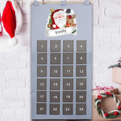 Personalised Felt Santa Advent Calendar In Silver Grey - Shop Personalised Gifts