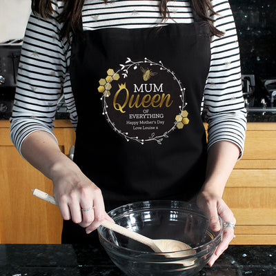 Personalised Queen Bee Black Apron - Shop Personalised Gifts
