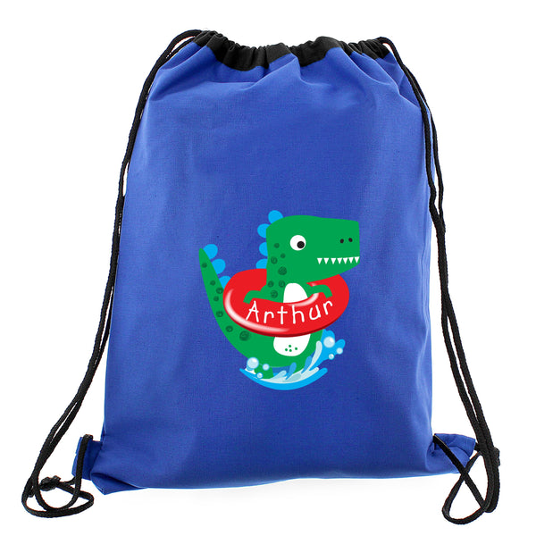 Personalised Dinosaur Blue Swim & Kit Bag - Shop Personalised Gifts