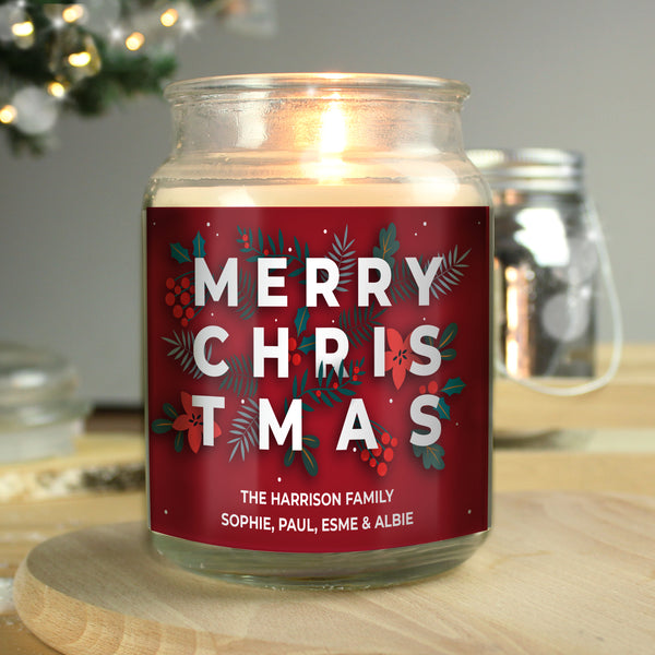 Personalised Christmas Large Scented Jar Wax Candle