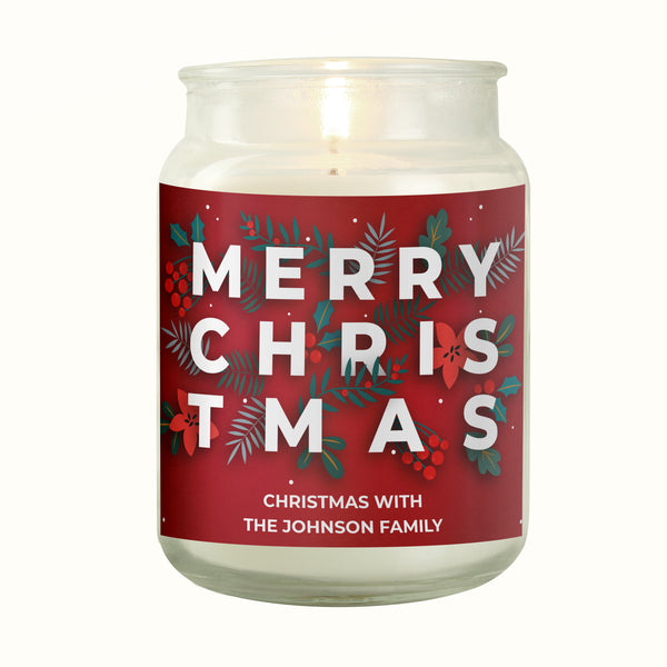 Personalised Christmas Large Scented Jar Wax Candle