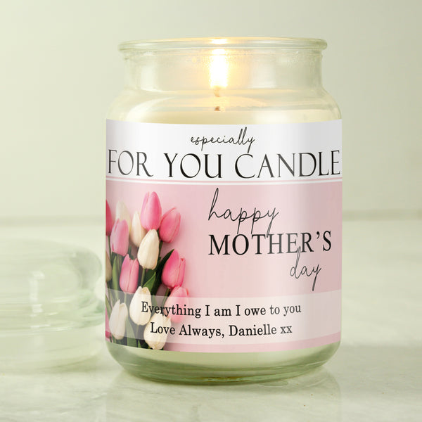 Personalised Especially For You Mothers Day Large Scented Jar Wax Candle