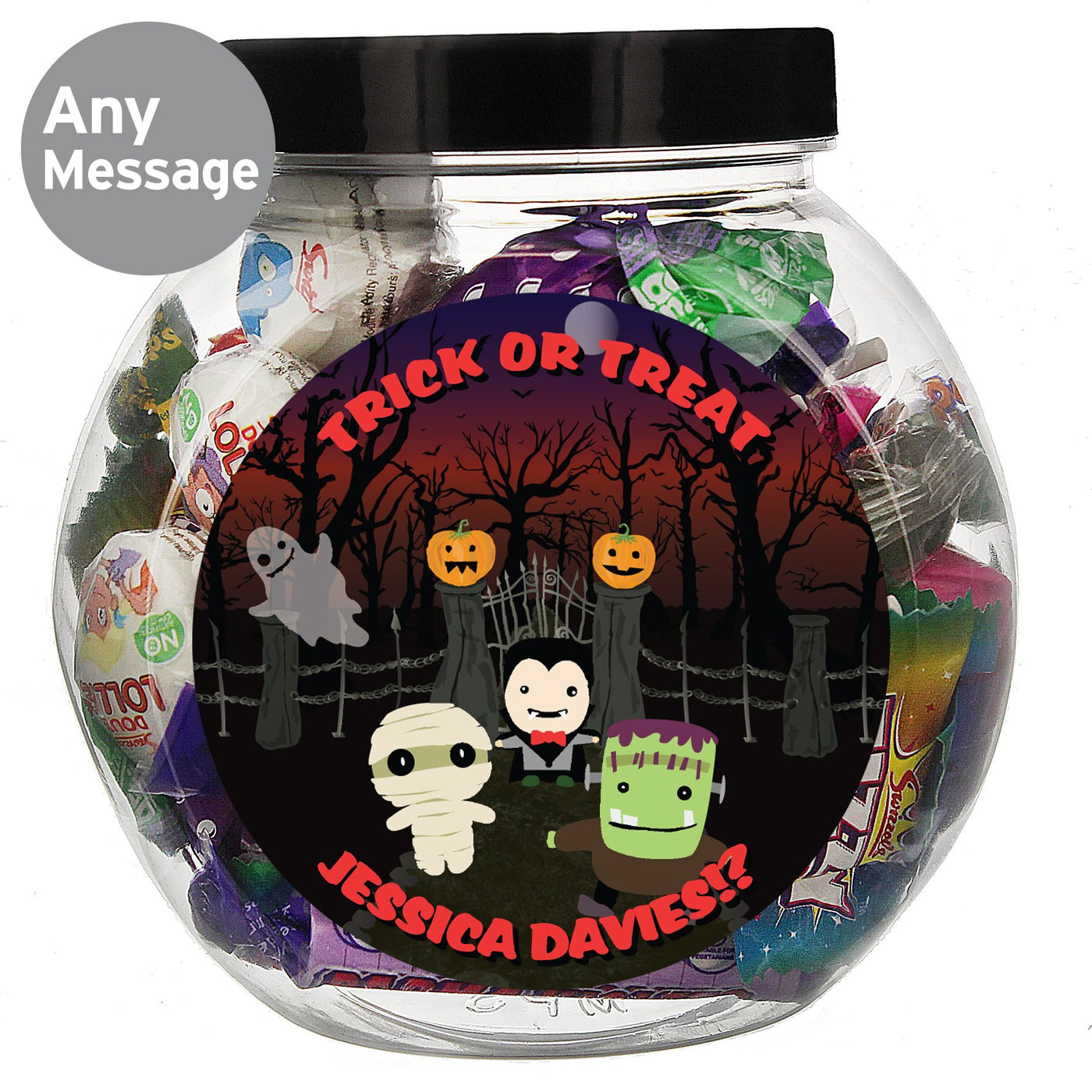 Personalised Halloween Sweet Jar Multi Message - Shop Personalised Gifts