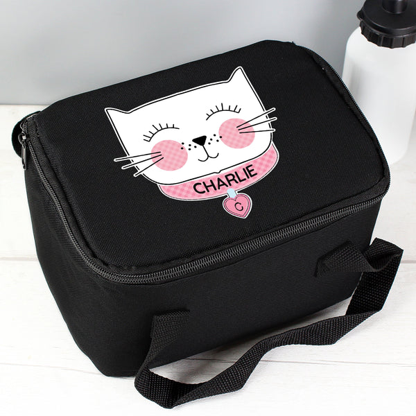 Personalised Cute Cat Black Insulated Lunch Bag - Shop Personalised Gifts